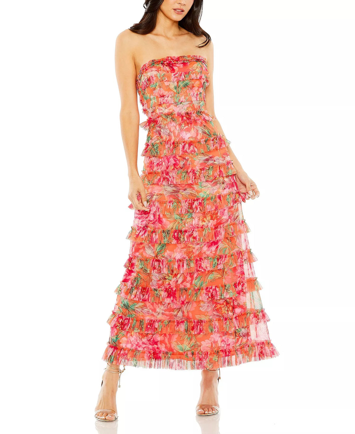 Strapless Tulle Ruffled Floor-Length Prom Dress - Chloe Dress