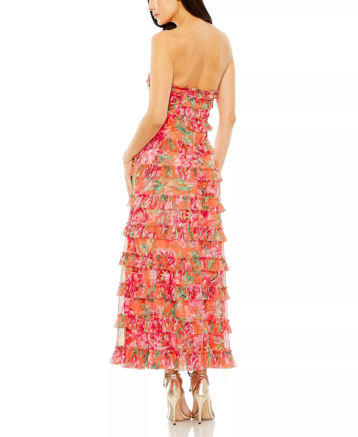 Strapless Tulle Ruffled Floor-Length Prom Dress - Chloe Dress