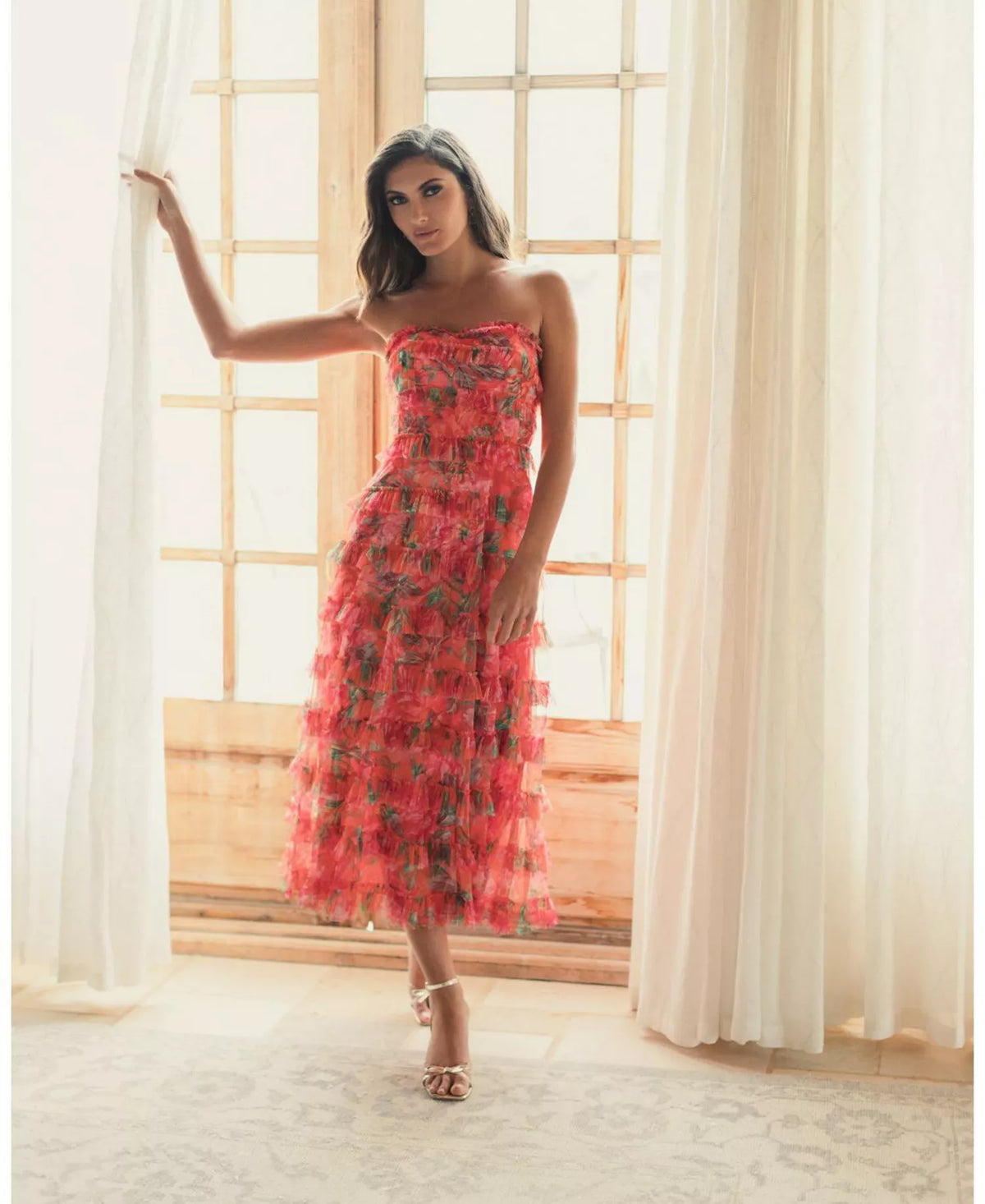 Strapless Tulle Ruffled Floor-Length Prom Dress - Chloe Dress