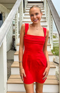 Square Neck Sleeveless Mini Homecoming Dress - Chloe Dress