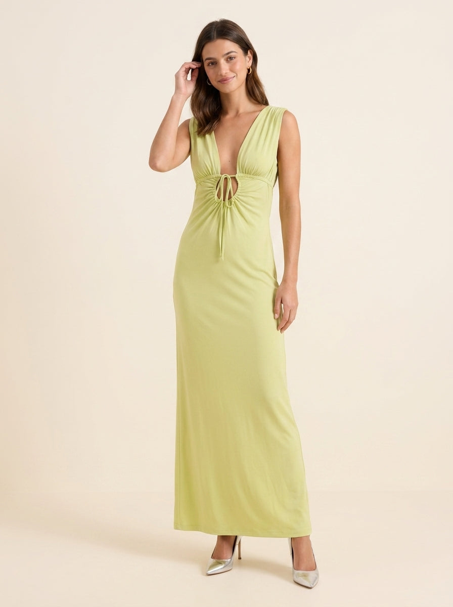 Sheath V-Neck Sleeveless Open Back Floor-Length Evening Dress - Chloe Dress