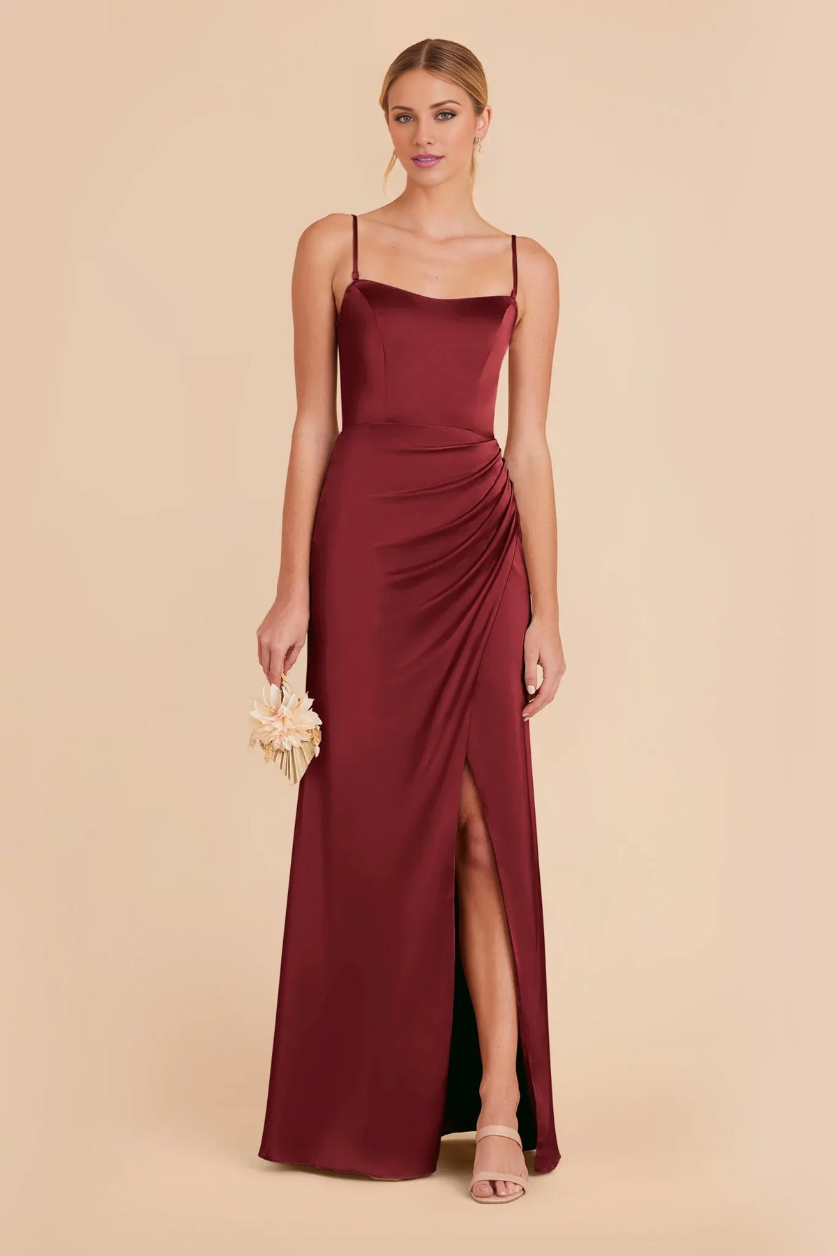 Spaghetti Strap Satin Open Back Floor-Length Wedding Dress - Chloe Dress