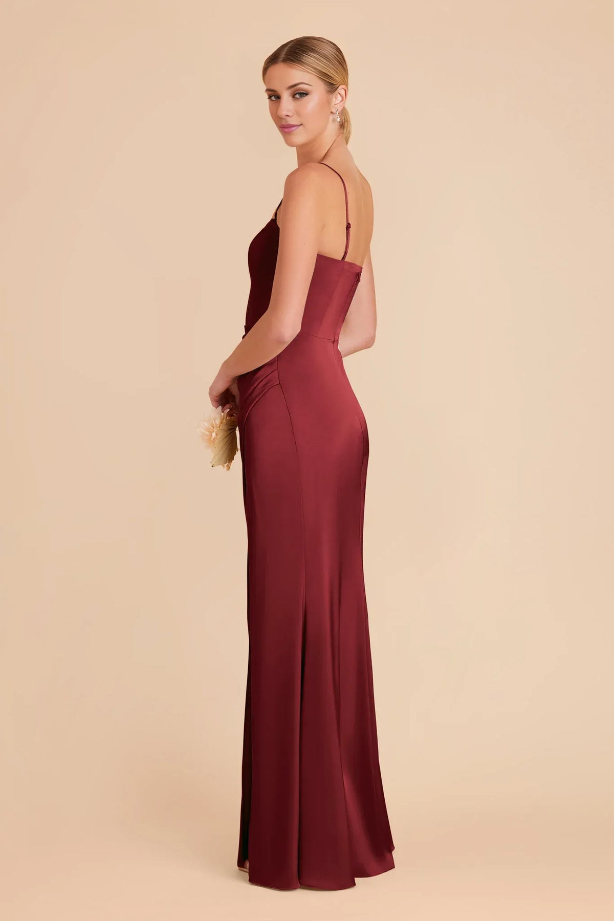 Spaghetti Strap Satin Open Back Floor-Length Wedding Dress - Chloe Dress