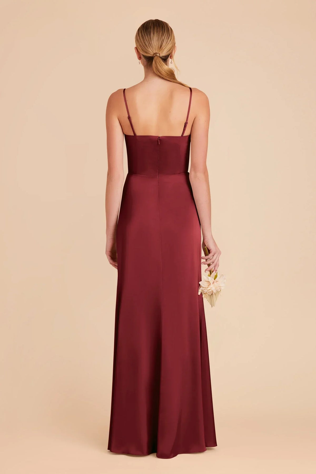 Spaghetti Strap Satin Open Back Floor-Length Wedding Dress - Chloe Dress