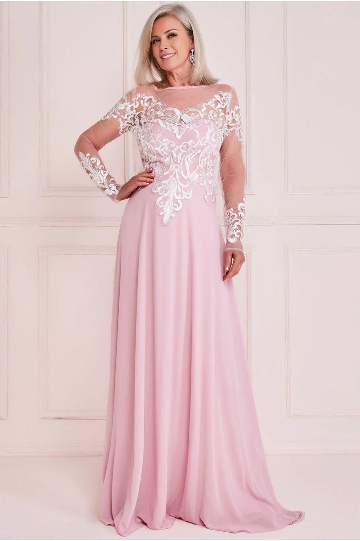 A-Line Illusion Lace Floor-Length Dress - Chloe Dress