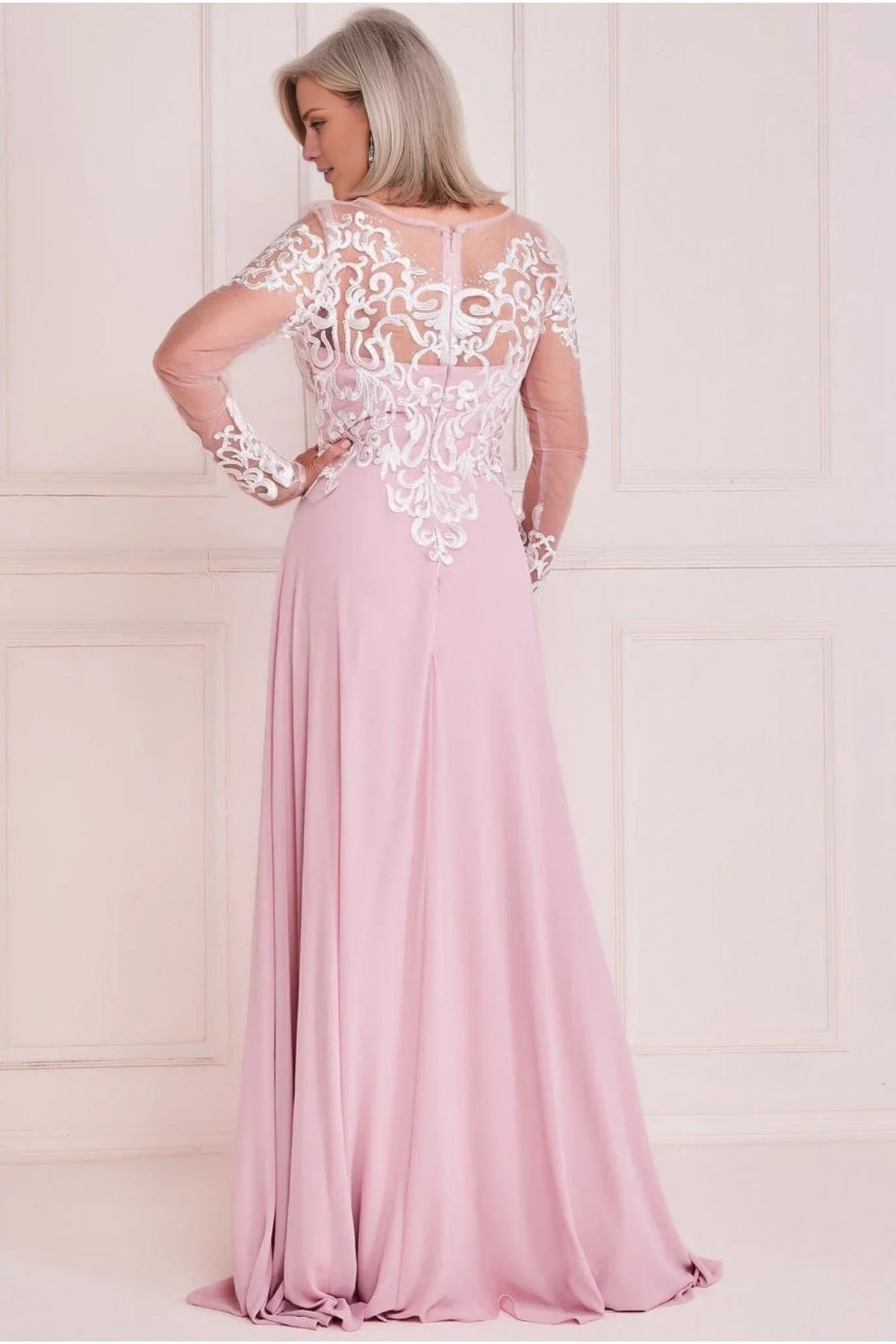 A-Line Illusion Lace Floor-Length Dress - Chloe Dress