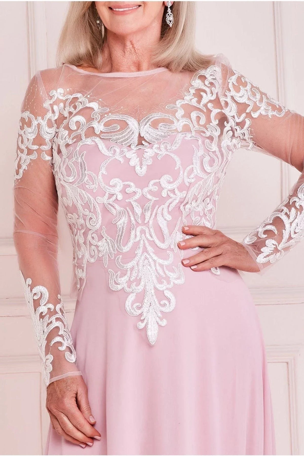 A-Line Illusion Lace Floor-Length Dress - Chloe Dress