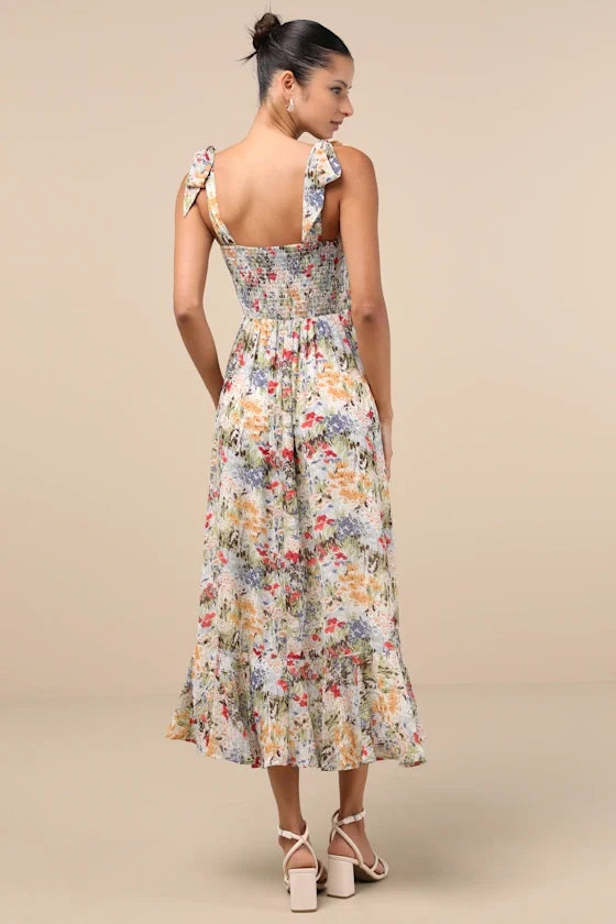 Square Neck Chiffon Sleeveless Midi Prom Dress - Chloe Dress
