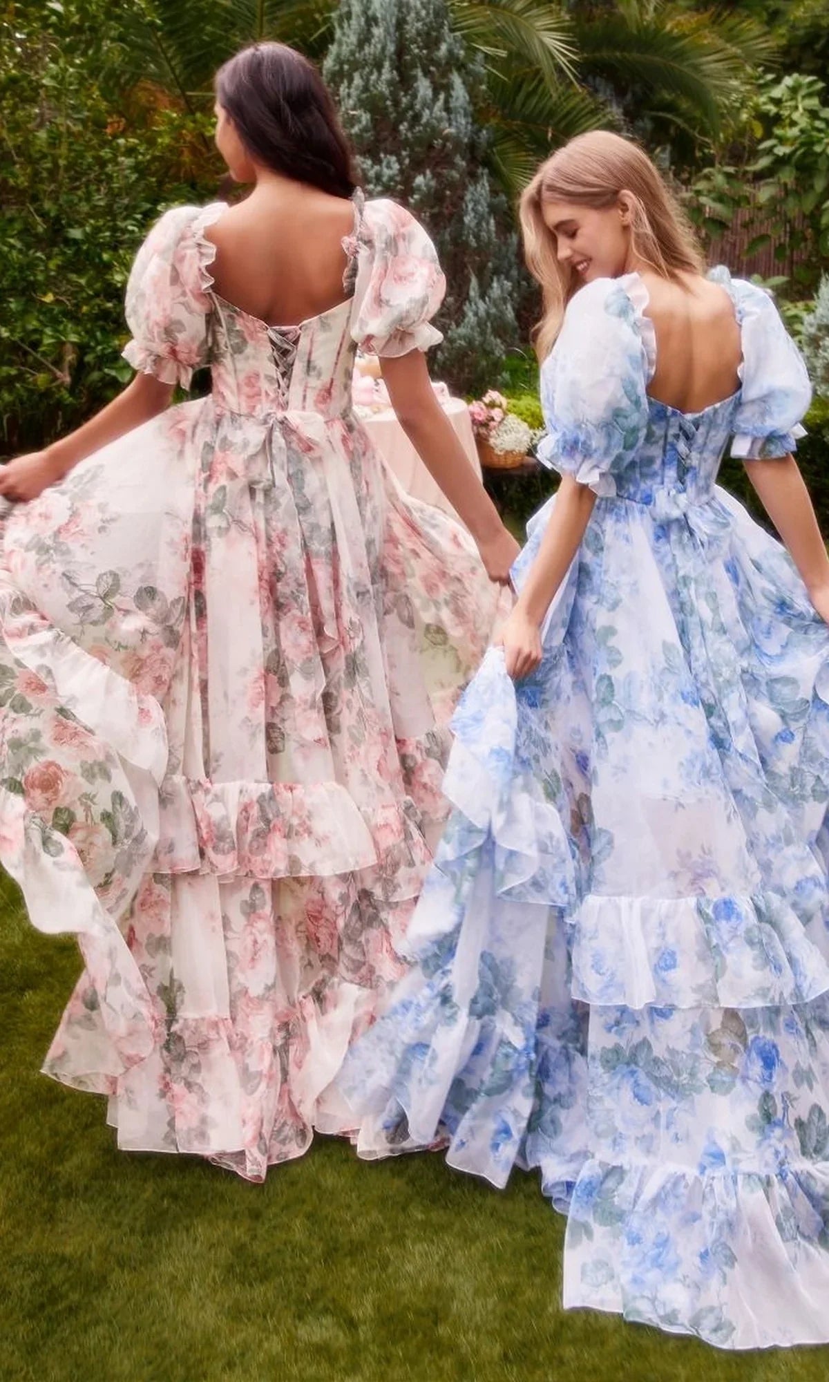 A-Line Chiffon Puff Sleeve Ruffled Prom Dress - Chloe Dress