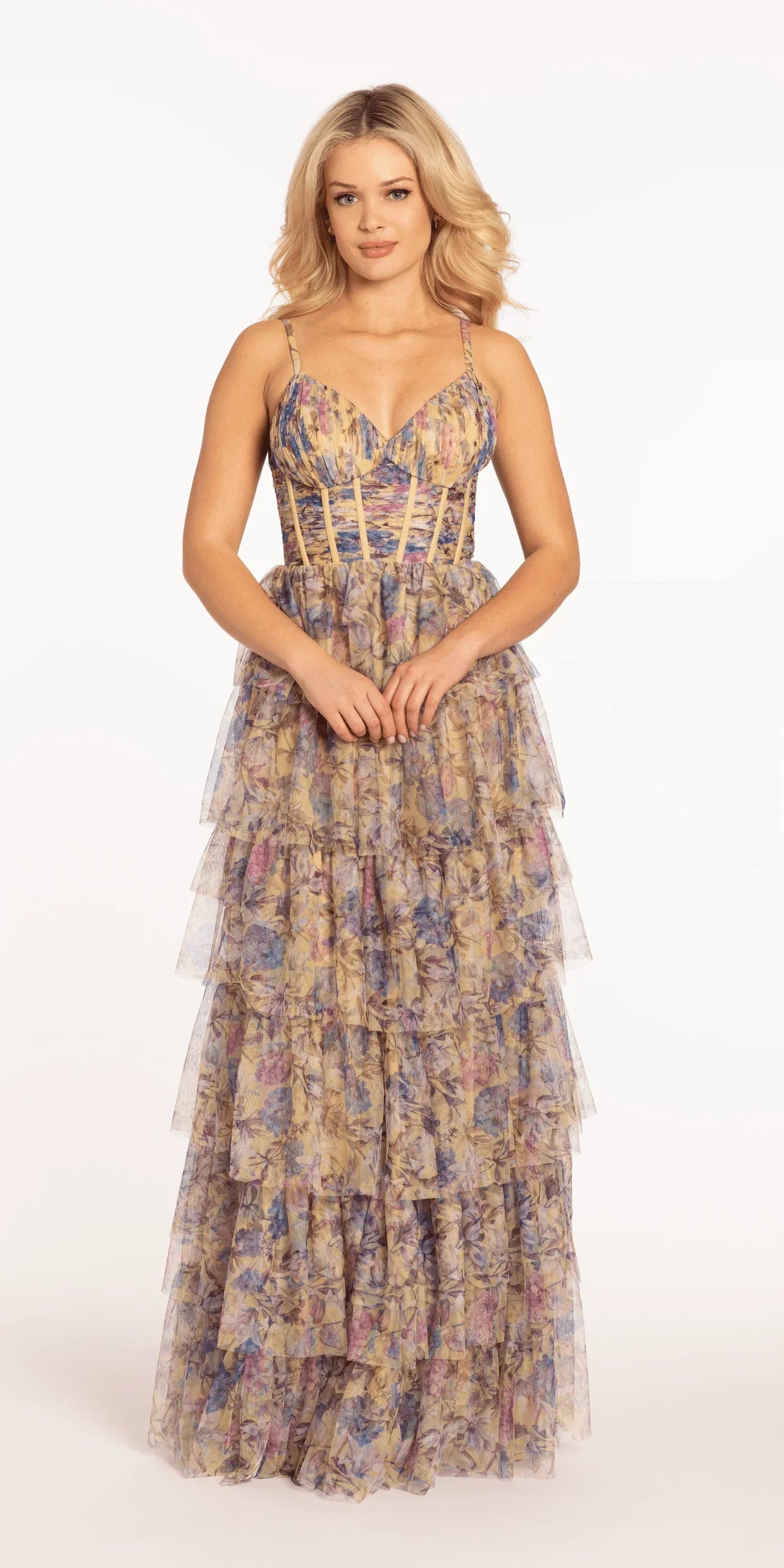V-Neck Tulle Ruffled Prom Dress - Chloe Dress