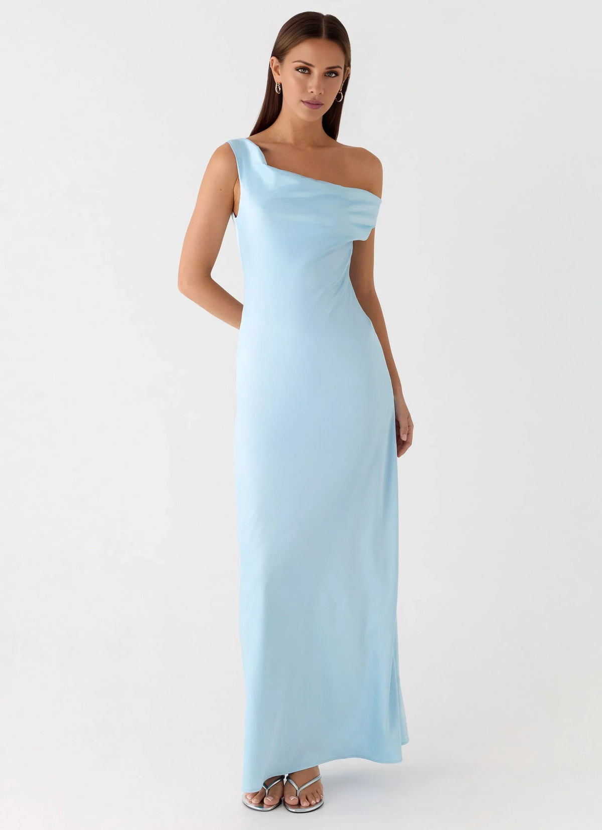 One-Shoulder Satin Sleeveless Floor-Length Prom Dress - Chloe Dress