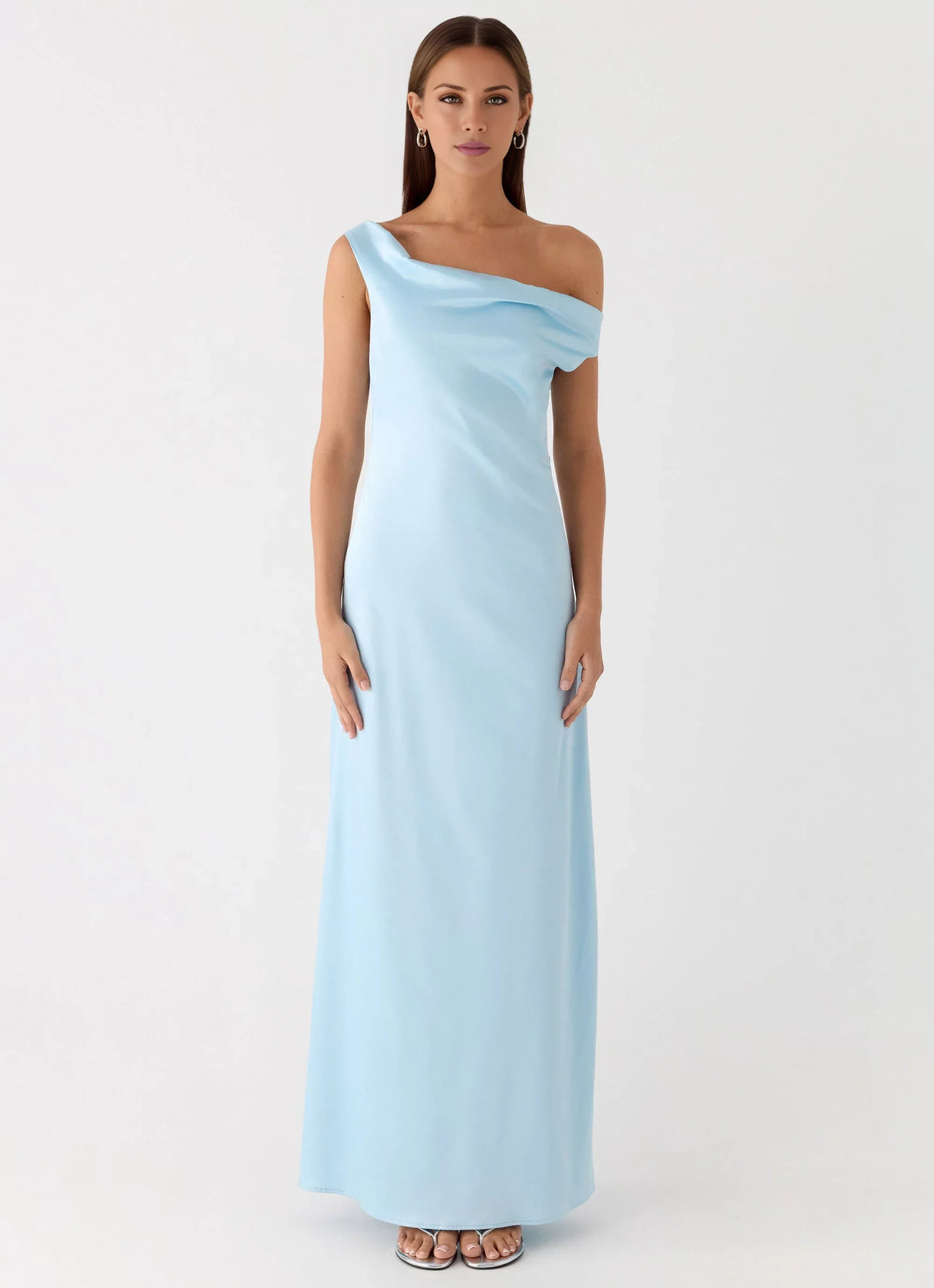 One-Shoulder Satin Sleeveless Floor-Length Prom Dress - Chloe Dress