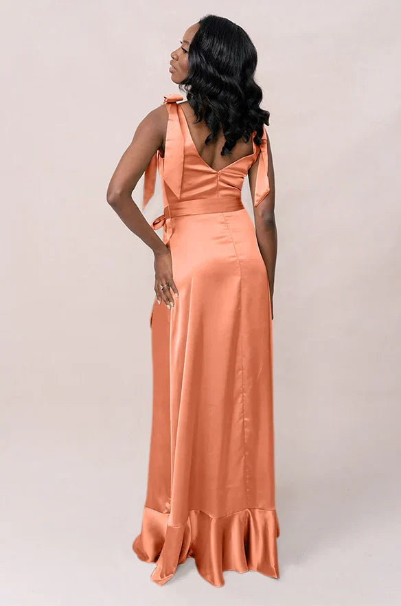 A-Line Square Neck Ruffled Floor-Length Wedding Dress - Chloe Dress
