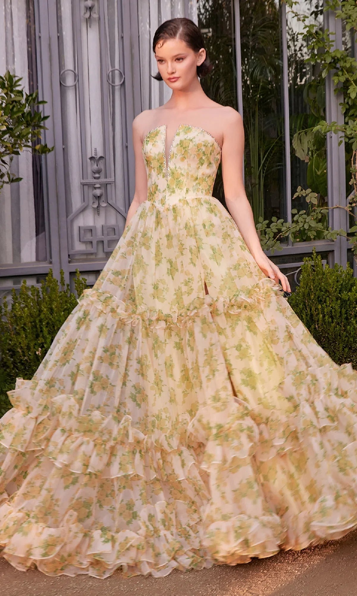 Yellow A-Line Tulle Ruffled Floor-Length Prom Dress - Chloe Dress