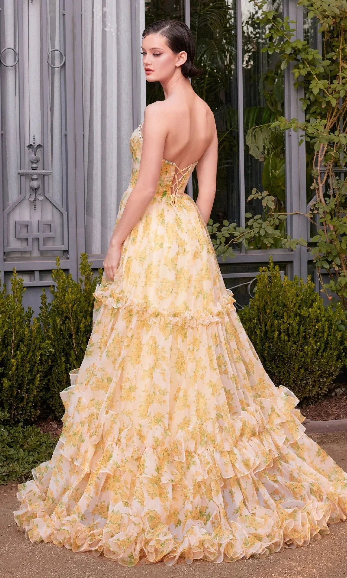 Yellow A-Line Tulle Ruffled Floor-Length Prom Dress - Chloe Dress