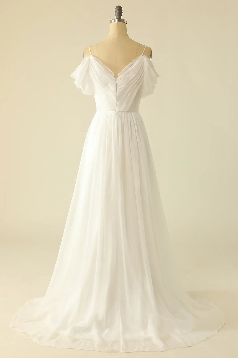 White Off-Shoulder Backless Wedding Dress - Chloe Dress