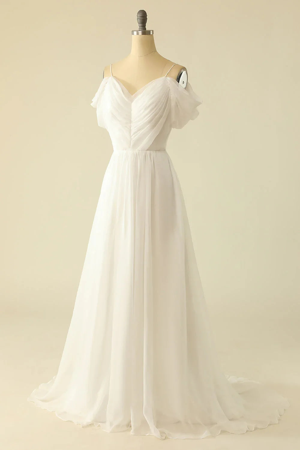 White Off-Shoulder Backless Wedding Dress - Chloe Dress