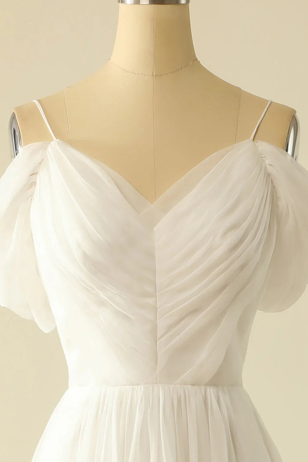 White Off-Shoulder Backless Wedding Dress - Chloe Dress