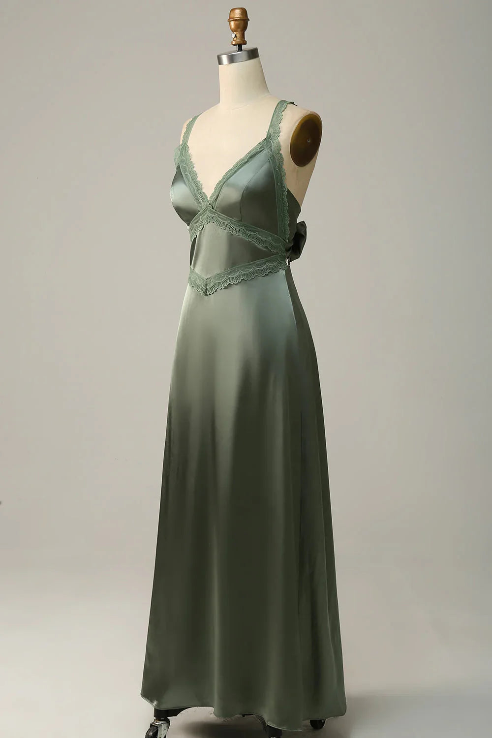 Green V-Neck Lace Backless Wedding Dress - Chloe Dress