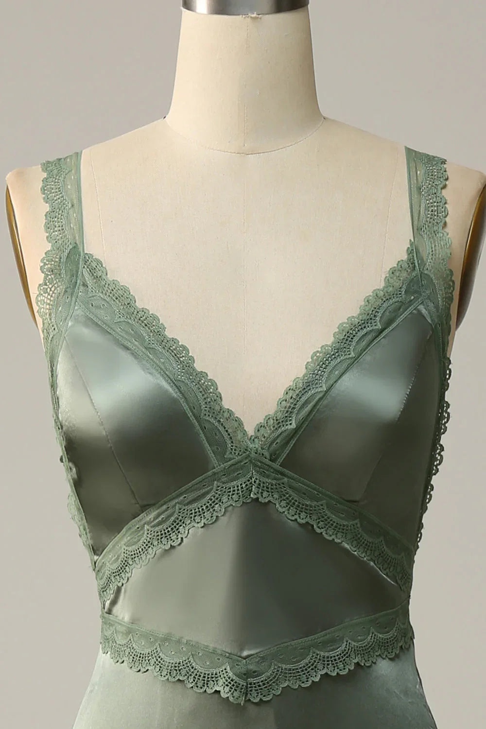 Green V-Neck Lace Backless Wedding Dress - Chloe Dress