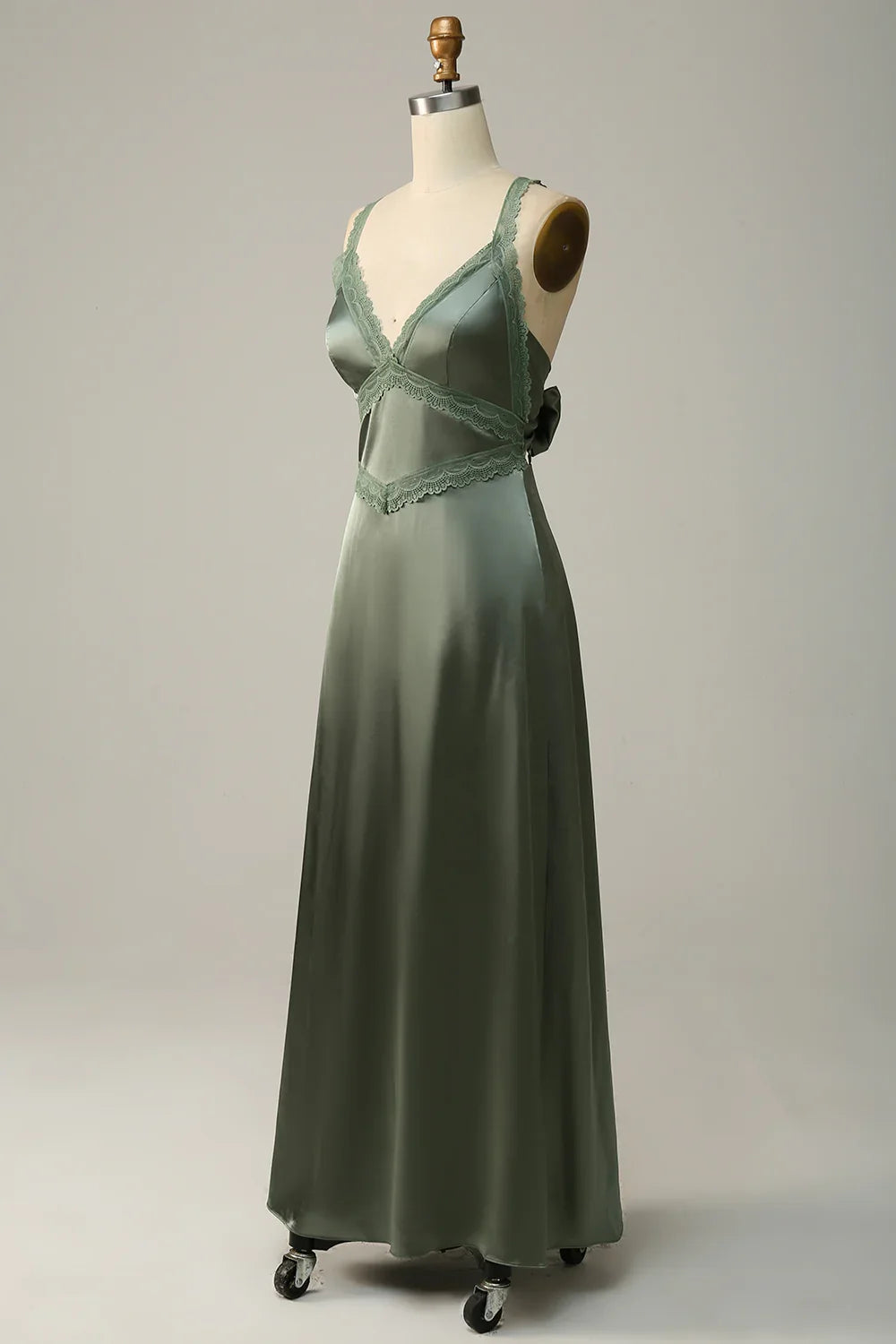 Green Satin Wedding Dress - Chloe Dress