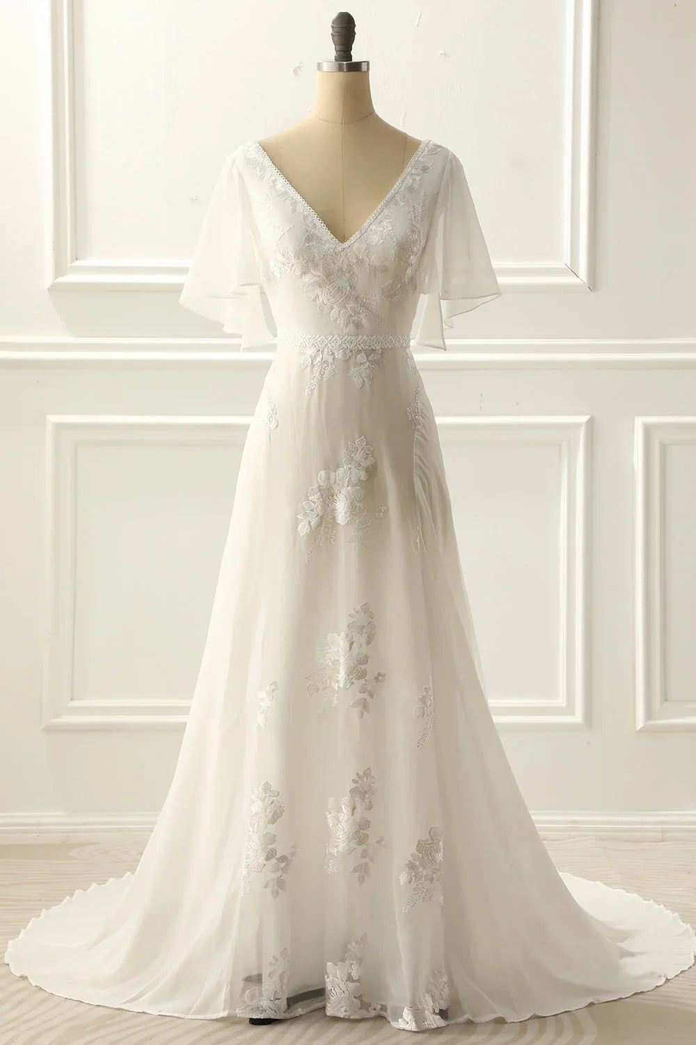 Ivory A-Line V-Neck Wedding Dress - Chloe Dress