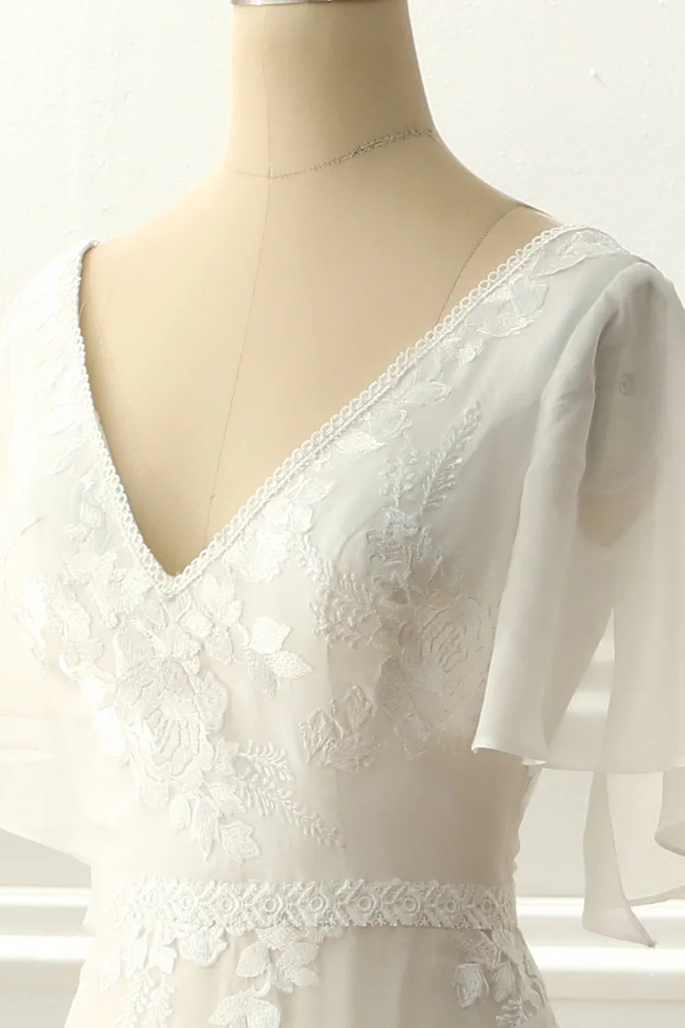 Ivory A-Line V-Neck Wedding Dress - Chloe Dress