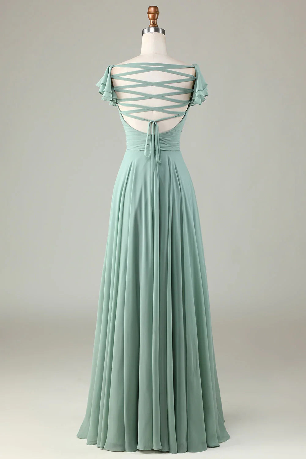 Lace Lace-Up Back Ruffled Wedding Dress - Chloe Dress