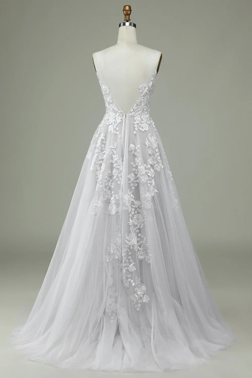 Ivory Lace Backless Wedding Dress - Chloe Dress