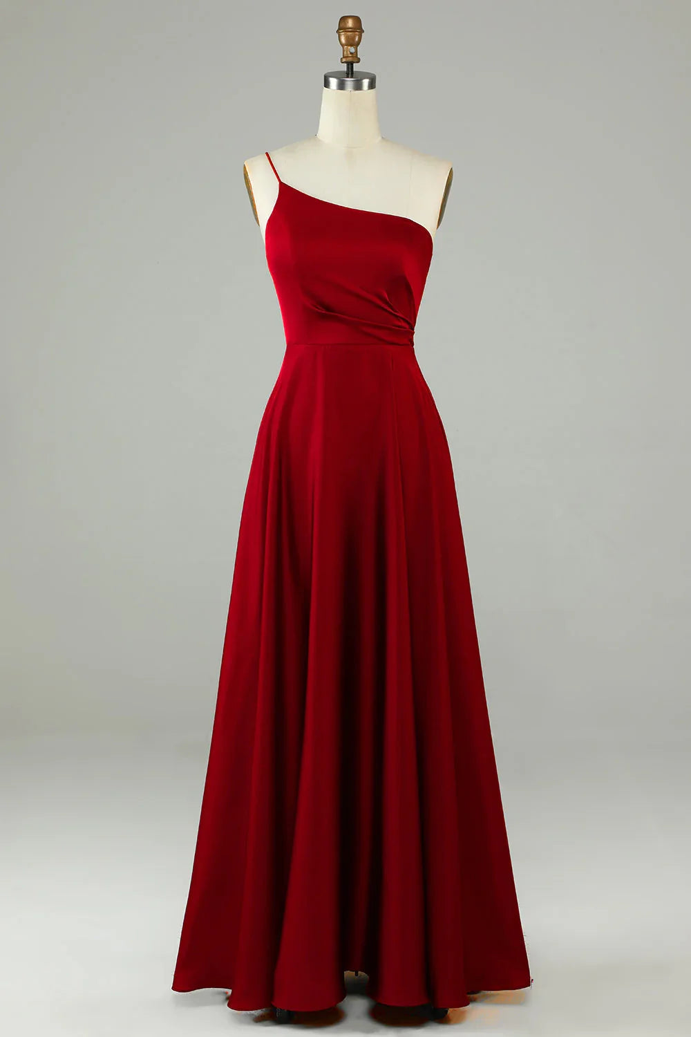 Wine One-Shoulder Ruffled Wedding Dress - Chloe Dress