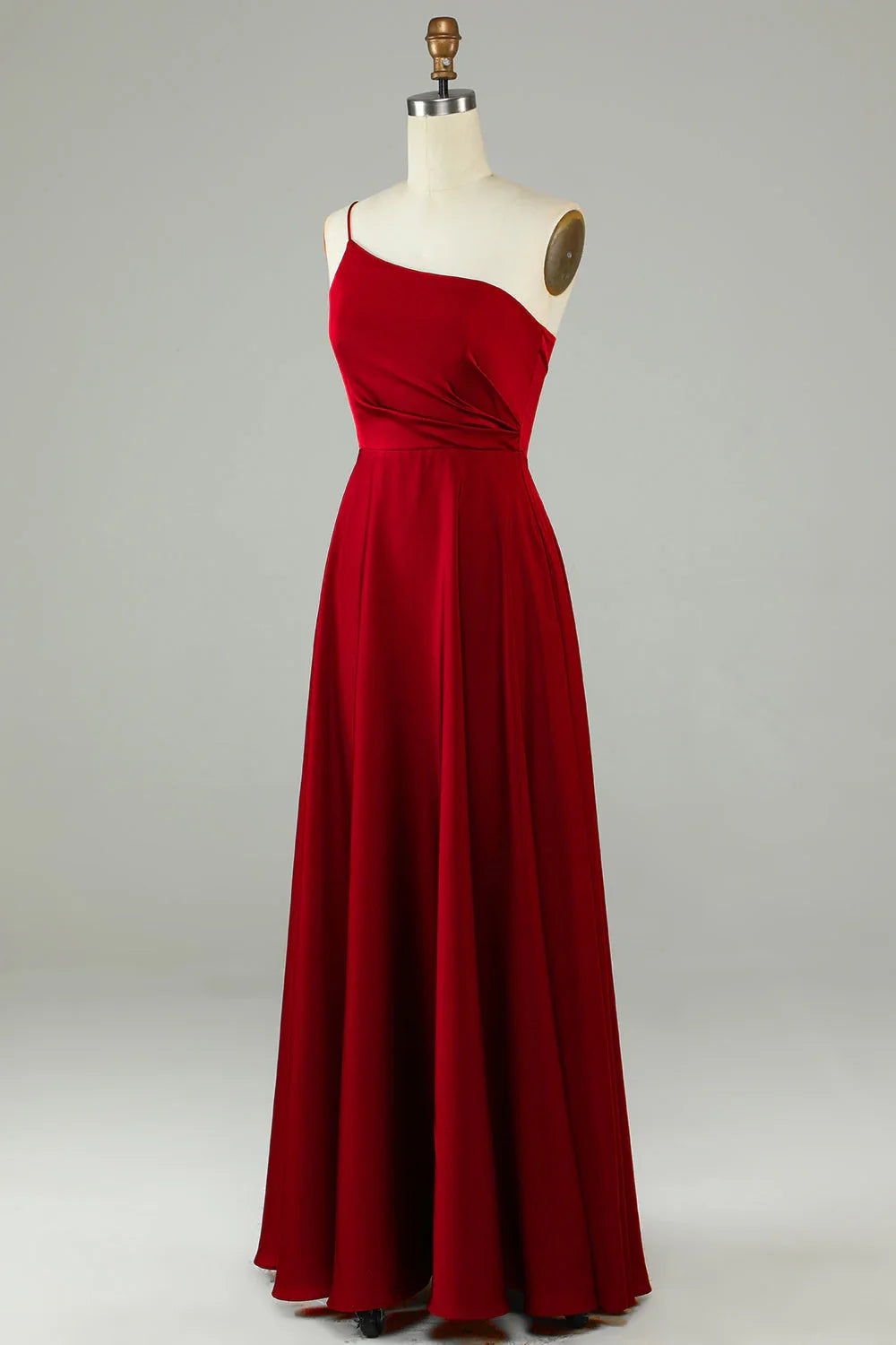 Wine One-Shoulder Ruffled Wedding Dress - Chloe Dress