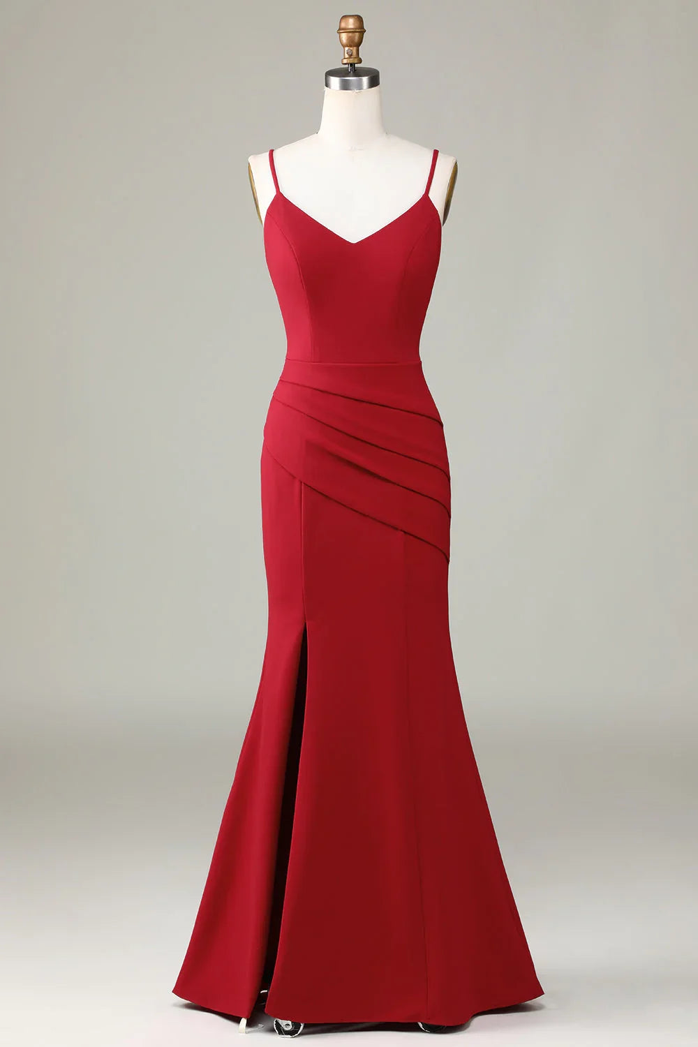 Wine Sleeveless High Slit Wedding Dress - Chloe Dress