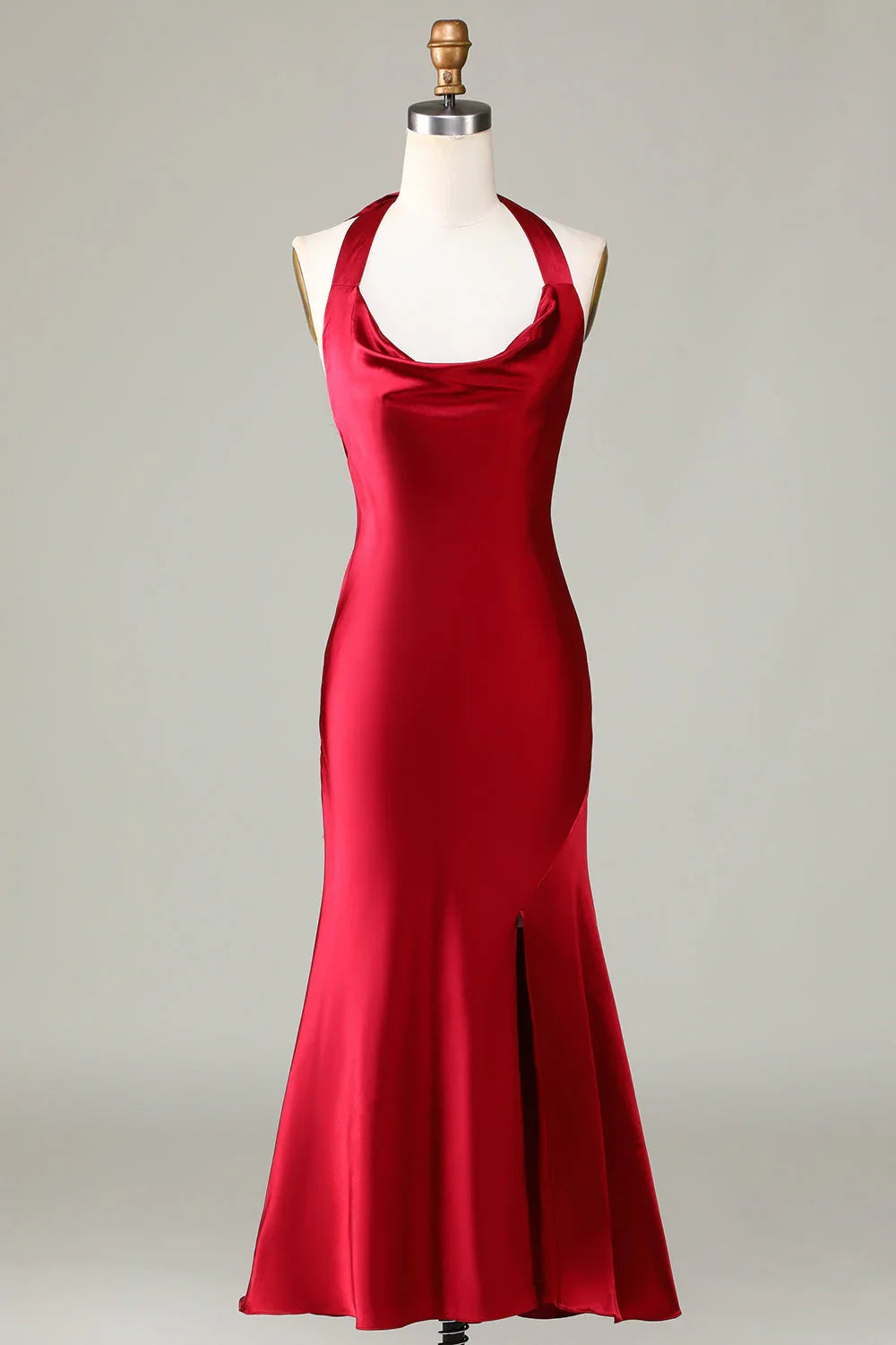 Wine Sleeveless High Slit Wedding Dress - Chloe Dress