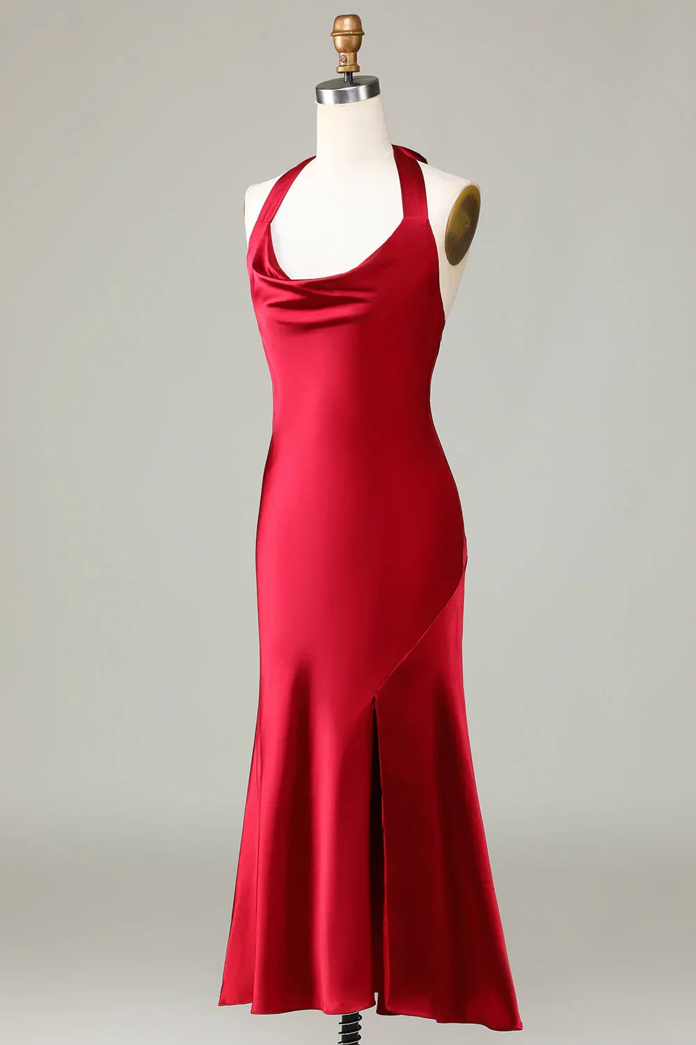 Wine Sleeveless High Slit Wedding Dress - Chloe Dress