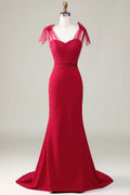 Wine Satin Wedding Dress - Chloe Dress