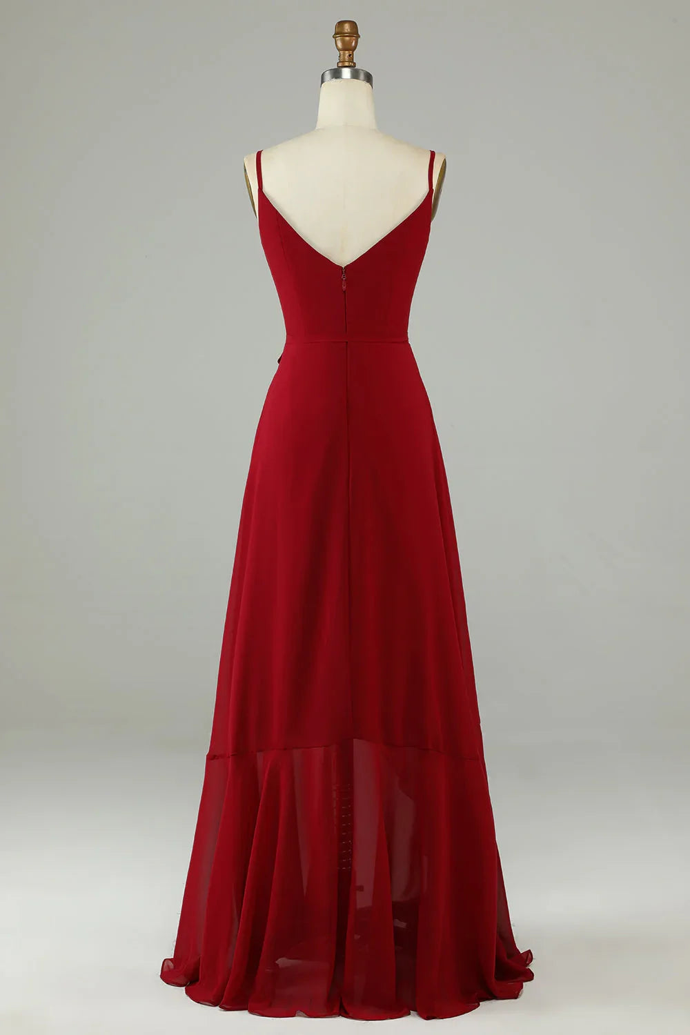 Wine Chiffon Ruffled Wedding Dress - Chloe Dress