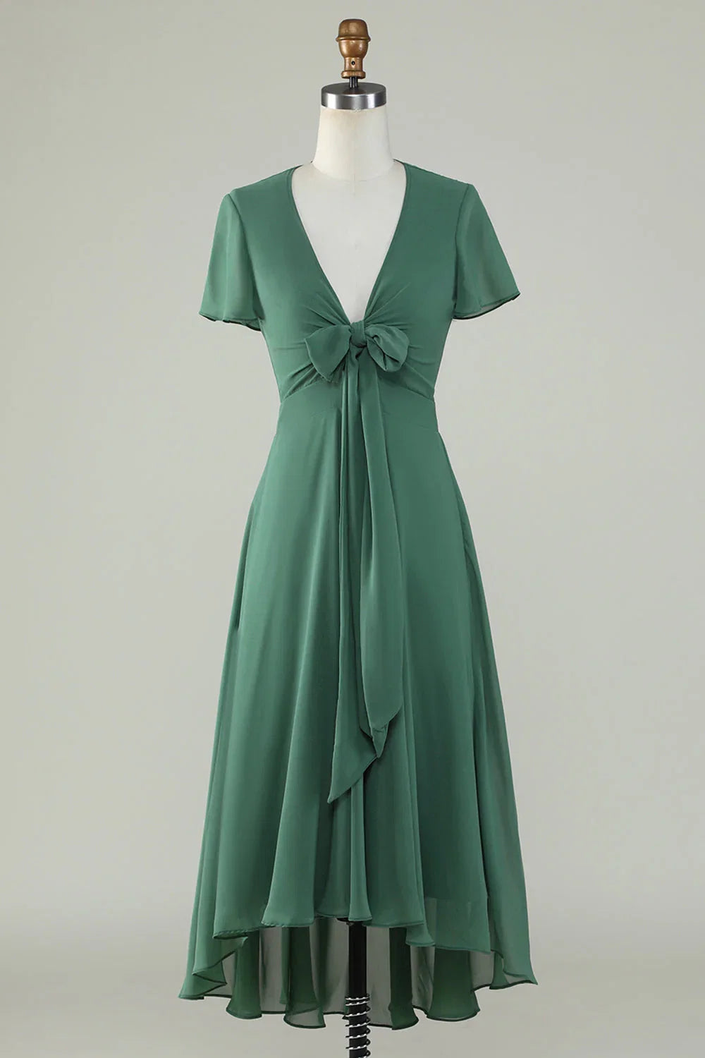 V-Neck Short Sleeve Mini Wedding Dress - Chloe Dress