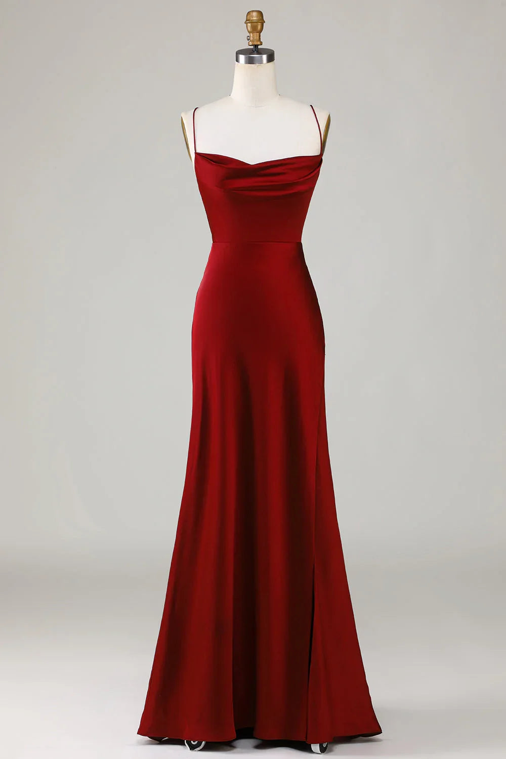 Wine Lace Lace-Up Back High Slit Wedding Dress - Chloe Dress