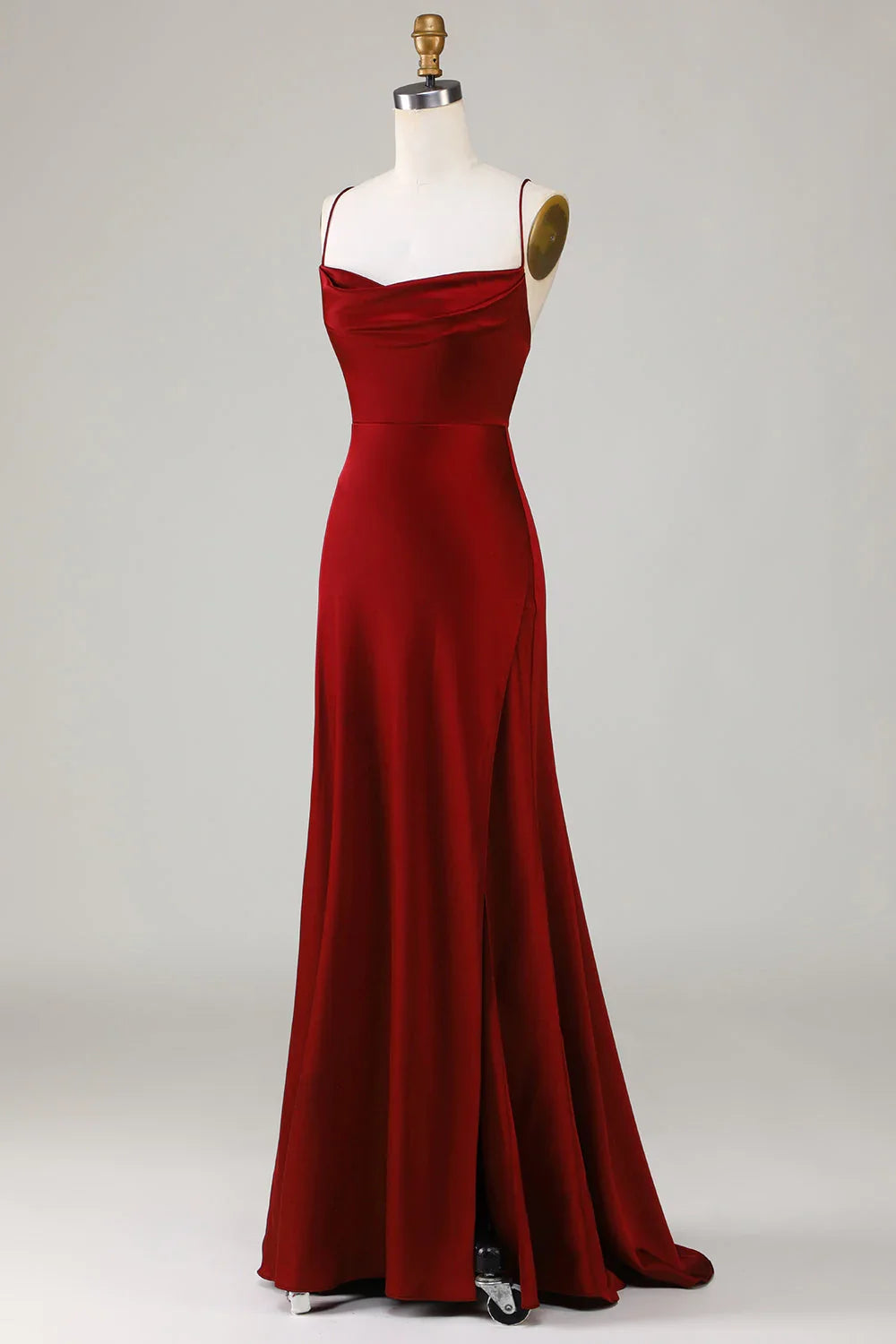 Wine Lace Lace-Up Back High Slit Wedding Dress - Chloe Dress
