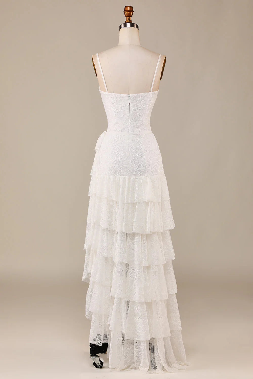 Ivory Lace Asymmetric Wedding Dress - Chloe Dress
