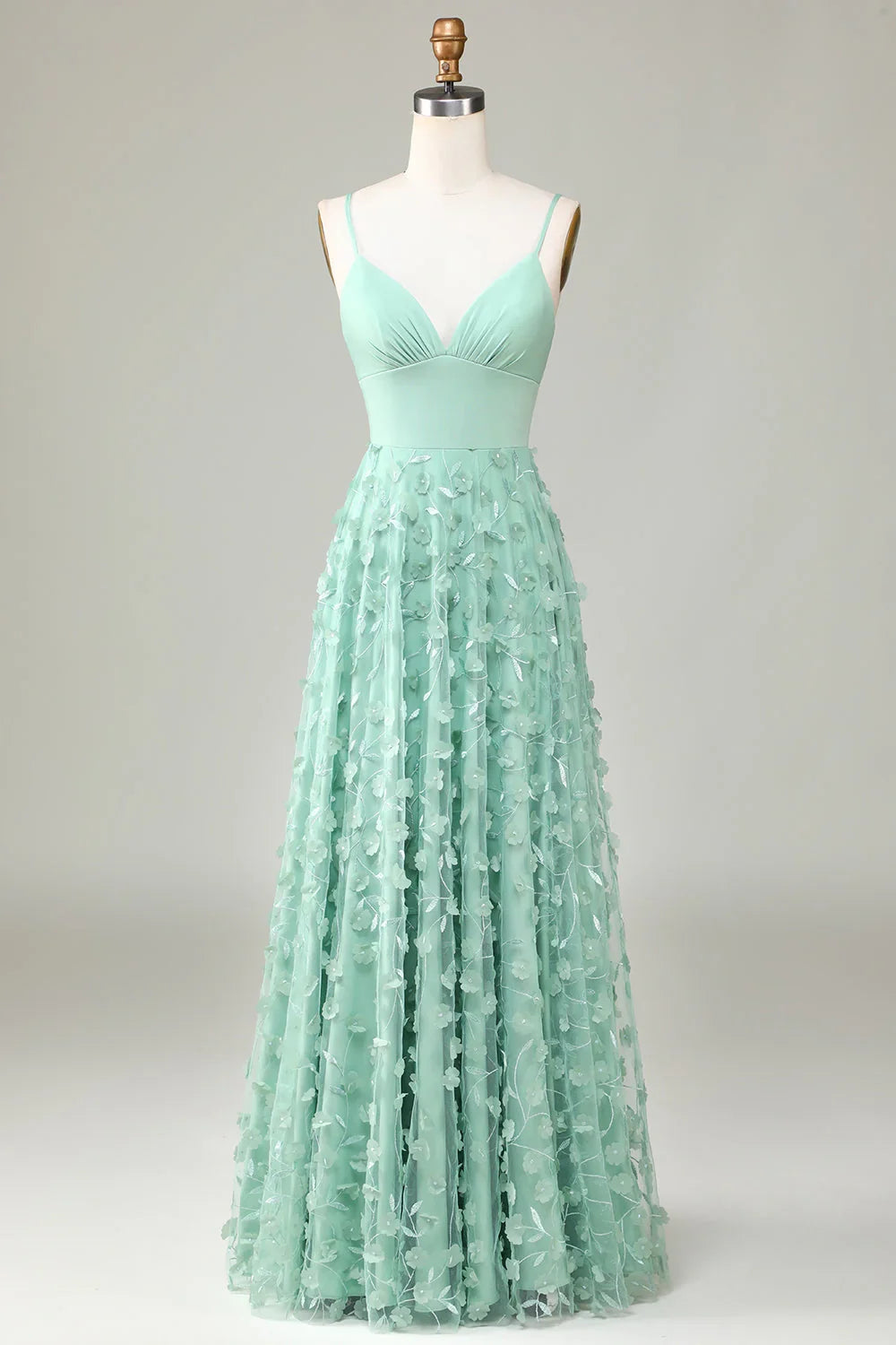 Green A-Line Sleeveless Wedding Dress - Chloe Dress