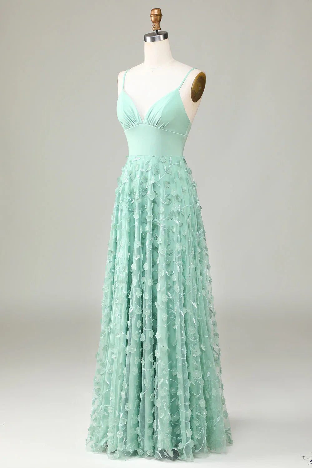 Green A-Line Sleeveless Wedding Dress - Chloe Dress
