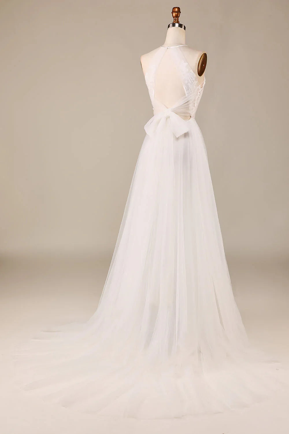 Ivory A-Line Lace Sleeveless Backless Wedding Dress - Chloe Dress