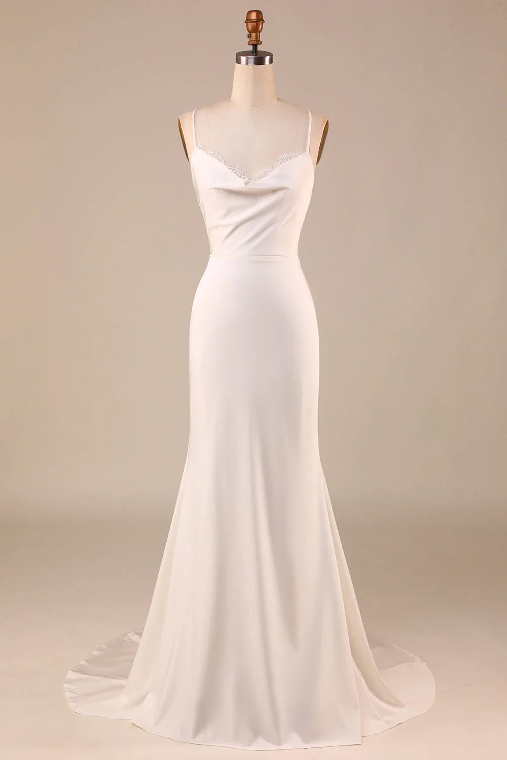 Ivory Backless Floor-Length Wedding Dress - Chloe Dress