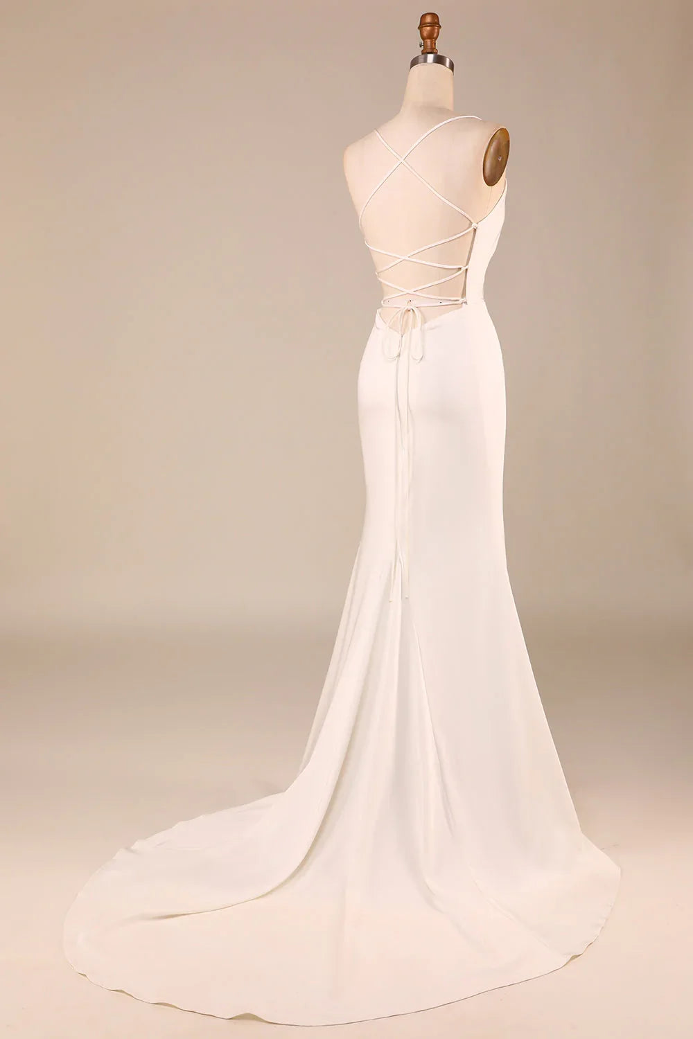 Ivory Backless Floor-Length Wedding Dress - Chloe Dress