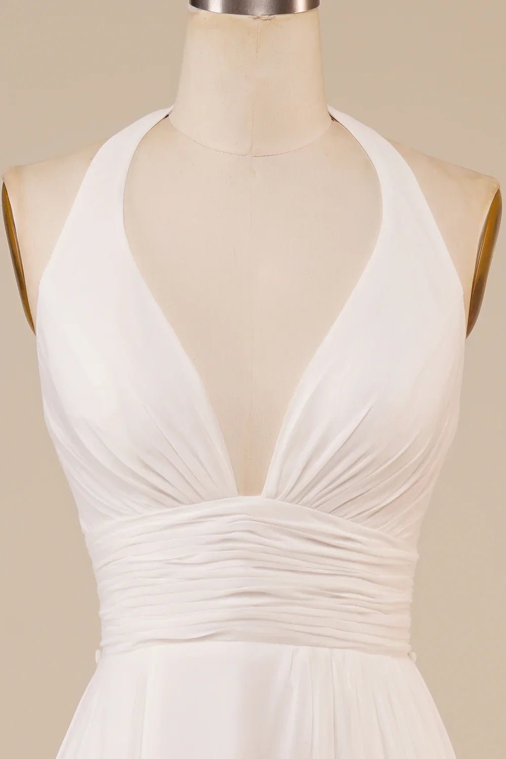 Ivory Off-Shoulder Sleeveless High Slit Wedding Dress - Chloe Dress
