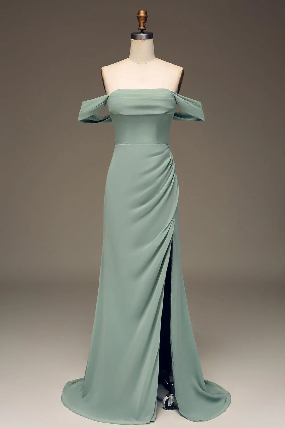 Off-Shoulder Chiffon Pleated Wedding Dress - Chloe Dress