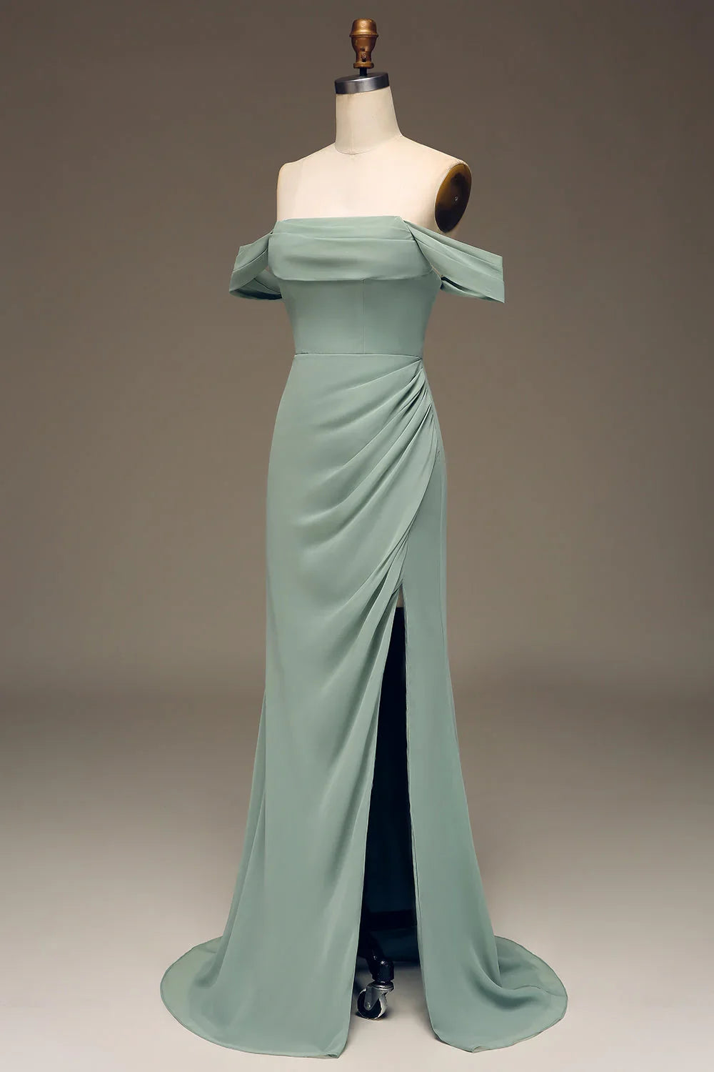 Off-Shoulder Chiffon Pleated Wedding Dress - Chloe Dress