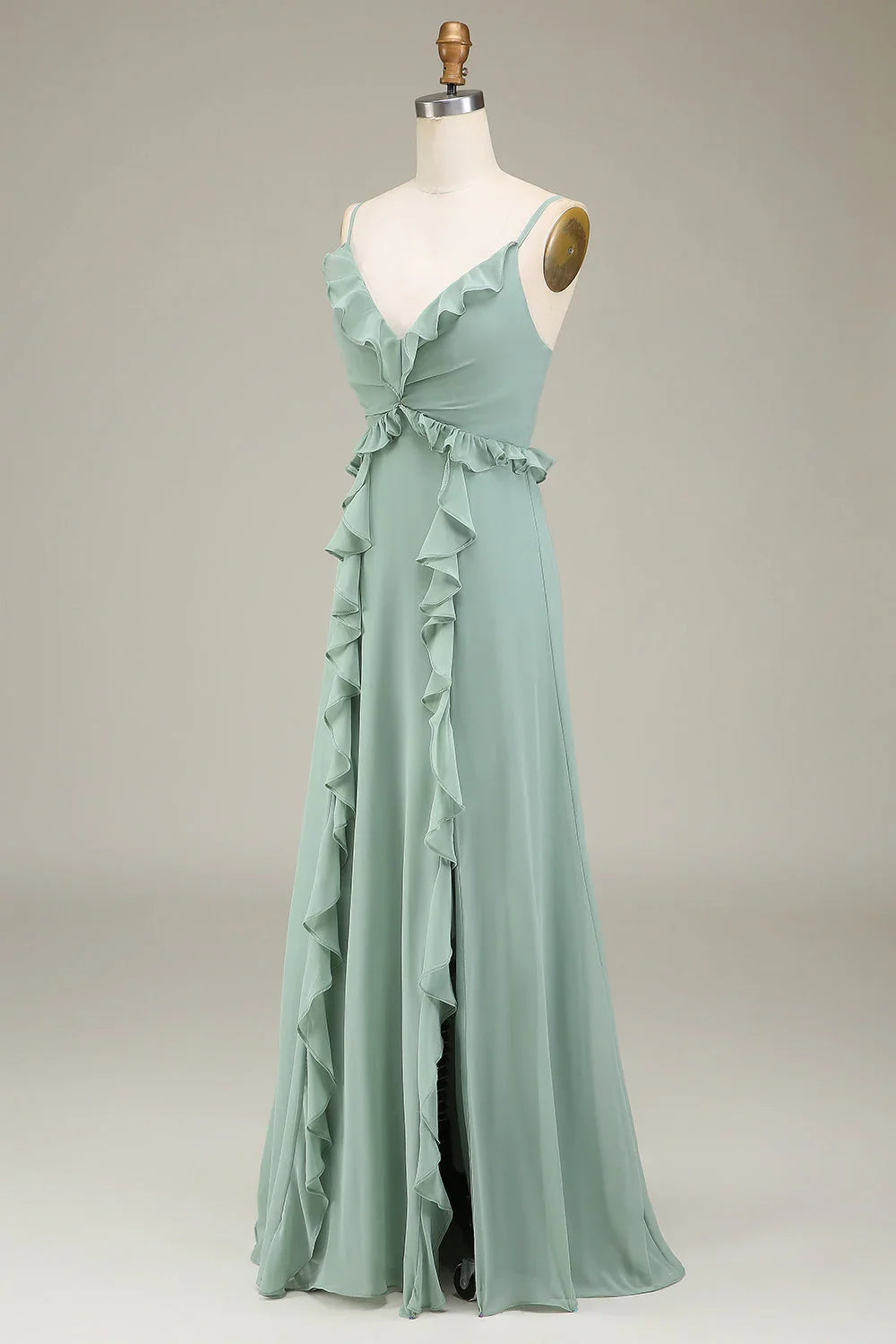 A-Line V-Neck Chiffon Ruffled Wedding Dress - Chloe Dress