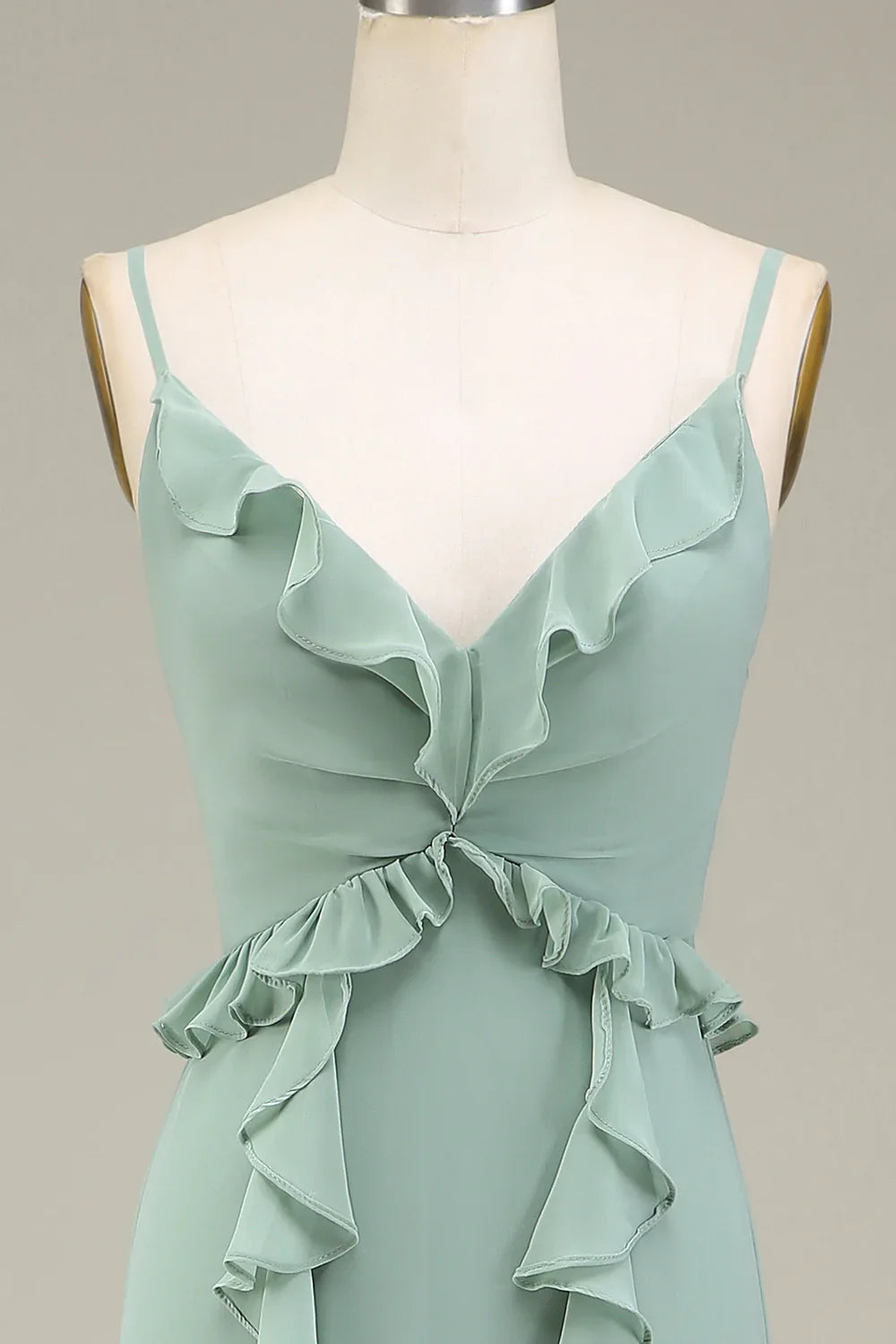 A-Line V-Neck Chiffon Ruffled Wedding Dress - Chloe Dress